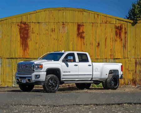 White Dually Truck Diamond Painting