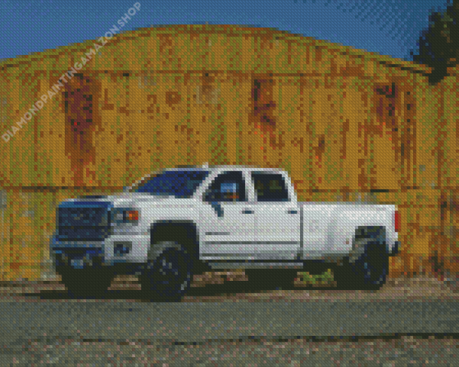 White Dually Truck Diamond Painting