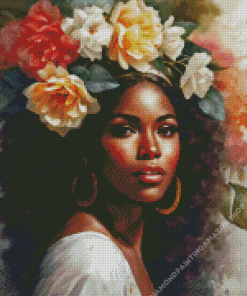 Woman And Flowers Diamond Painting