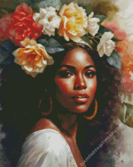 Woman And Flowers Diamond Painting