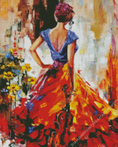 Woman In Dress Diamond Painting