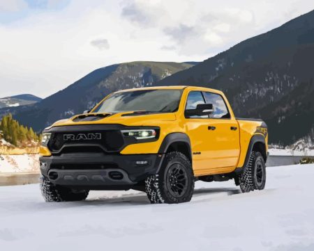 Yellow Truck In Snow Diamond Painting