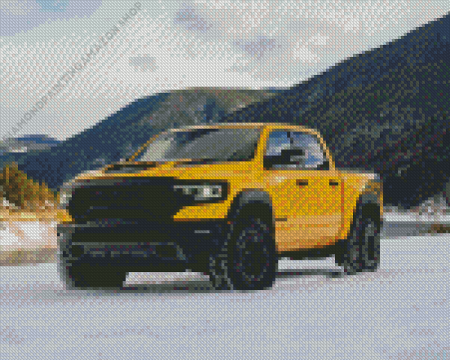 Yellow Truck In Snow Diamond Painting