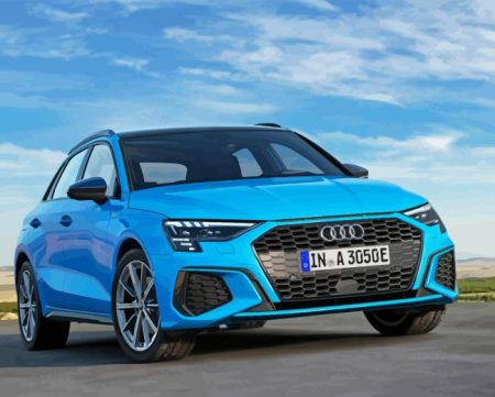 A3 Blue Car Diamond Painting