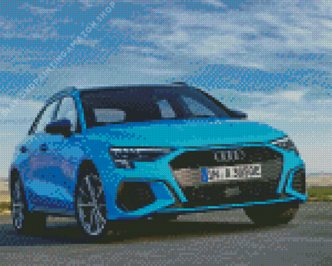 A3 Blue Car Diamond Painting