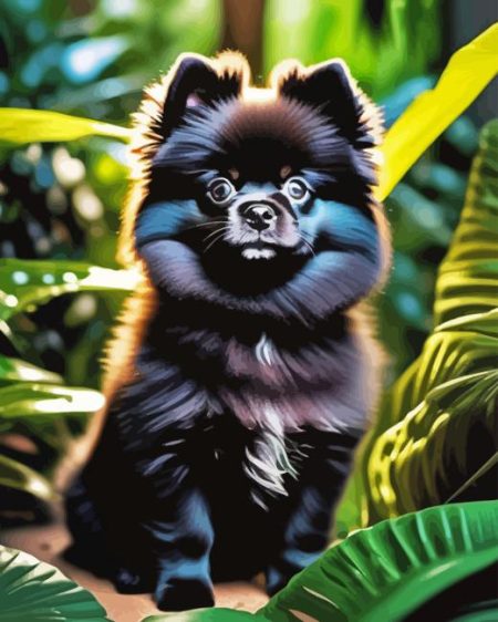 Black Pomeranian Diamond Painting