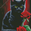 Black Cat And Rose Diamond Painting