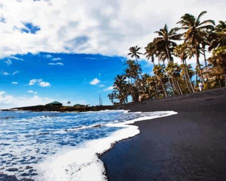Black Sand Beach Diamond Painting