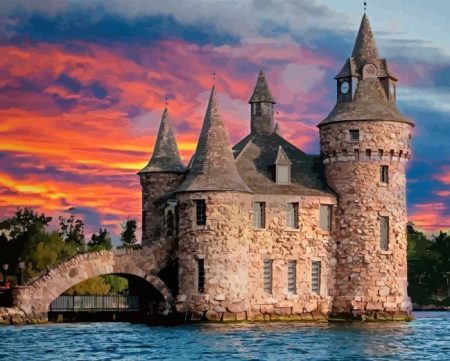 Boldt Castle At Sunset Diamond Painting