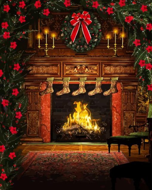 Chrismas Fireplace Diamond Painting