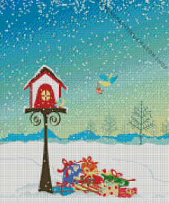 Christmas Birdouse Diamond Painting