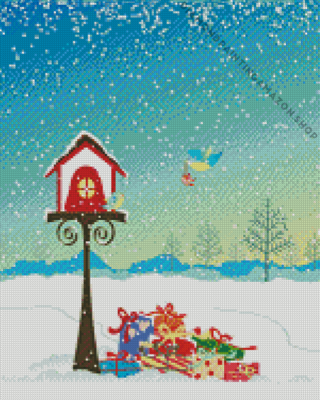 Christmas Birdouse Diamond Painting