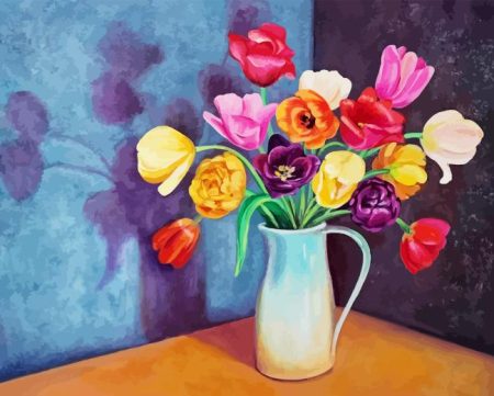 Colorful Tulips Vase Diamond Painting