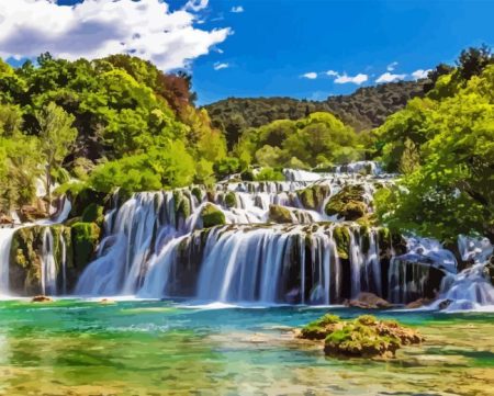 Croatia Waterfall Diamond Painting