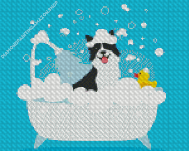 Dog In A Tub Diamond Painting