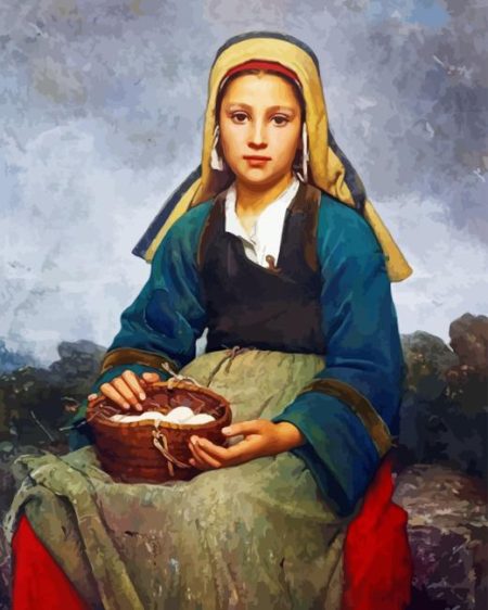 Girl With Basket Of Eggs Diamond Painting