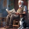 Grandfather Reading Book Diamond Painting