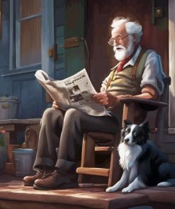 Grandfather Reading Book Diamond Painting