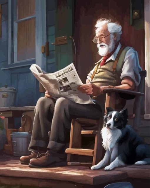 Grandfather Reading Book Diamond Painting