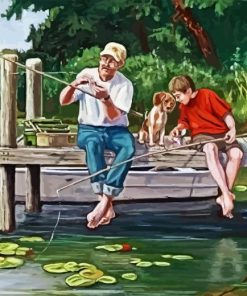 Grandpa And Grandson Fishing Diamond Painting