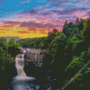 High Force Waterfall At Sunset Diamond Painting