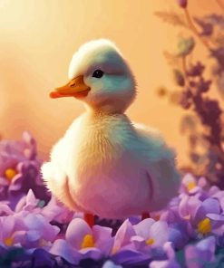 Little Duck And Flowers Diamond Painting