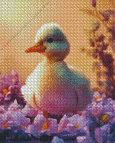 Little Duck And Flowers Diamond Painting