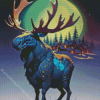 Moose And Moon Diamond Painting