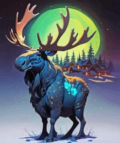 Moose And Moon Diamond Painting