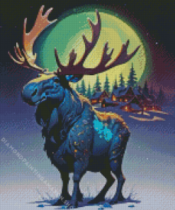 Moose And Moon Diamond Painting