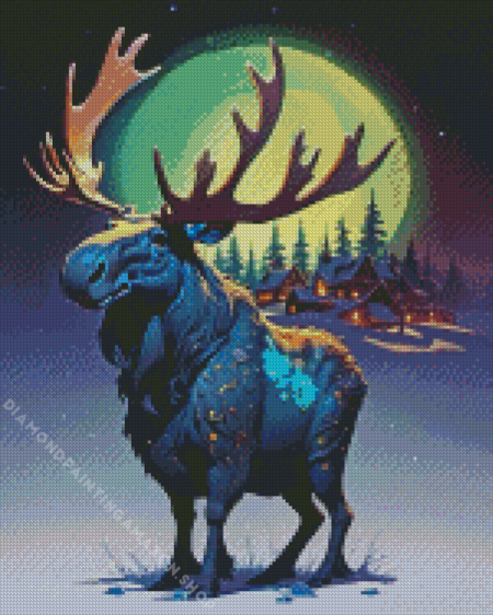 Moose And Moon Diamond Painting