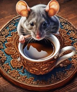 Mouse Having Tea Diamond Painting