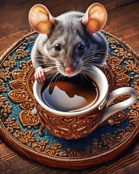 Mouse Having Tea Diamond Painting