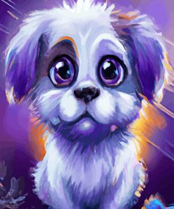 Purple Puppy Diamond Painting