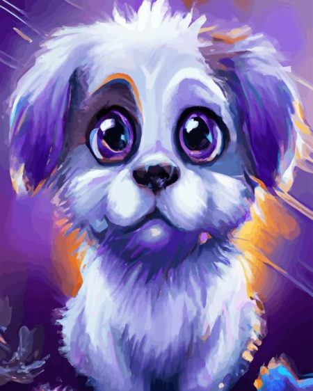 Purple Puppy Diamond Painting