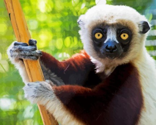 Sifaka On Tree Diamond Painting