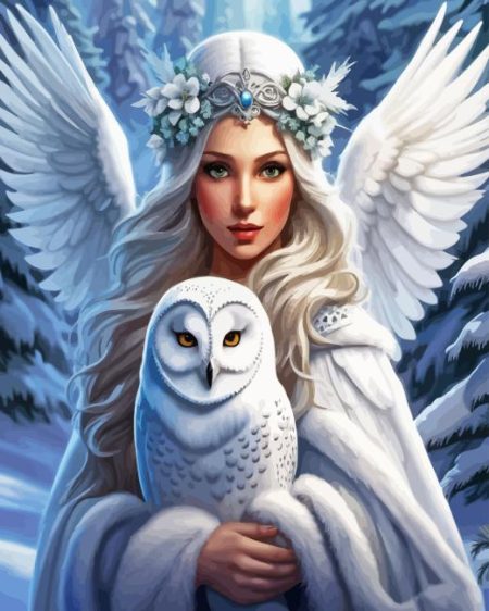 Snow Angel And Owl Diamond Painting