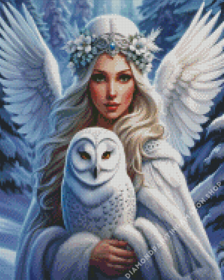 Snow Angel And Owl Diamond Painting