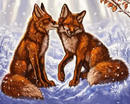 Snow Fox Couple Diamond Painting