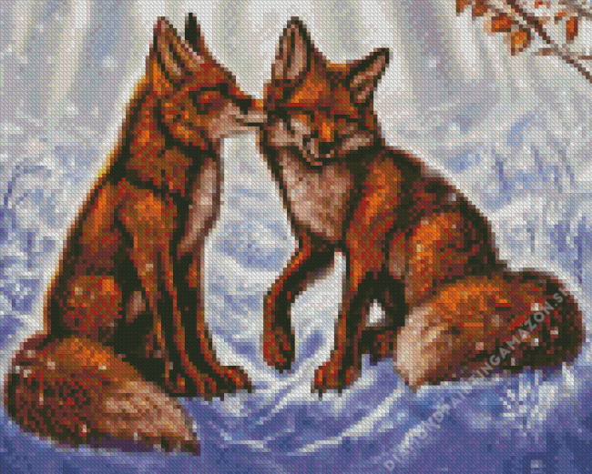 Snow Fox Couple Diamond Painting