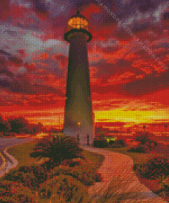 Sunset Biloxi Lighthouse Diamond Painting