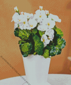 White Begonias Vase Diamond Painting