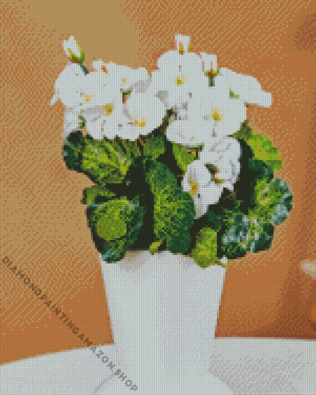 White Begonias Vase Diamond Painting