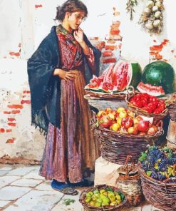 Young Lady Fruit Seller Diamond Painting