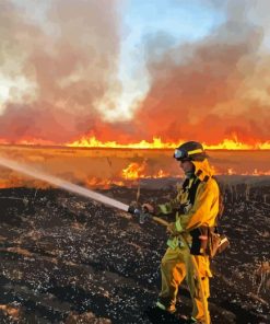 Fireman Fighting Fire Diamond Painting