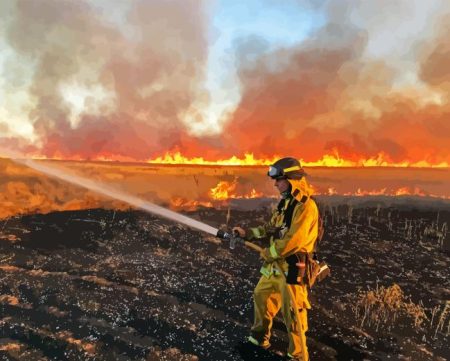 Fireman Fighting Fire Diamond Painting