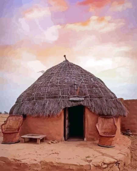 Hut In Desert Diamond Painting
