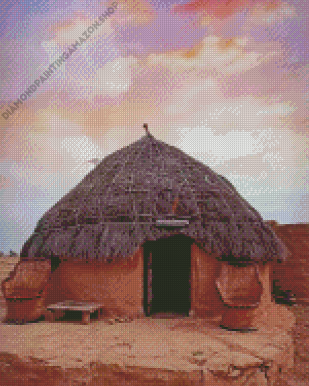 Hut In Desert Diamond Painting