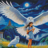 Lady With Owl Diamond Painting