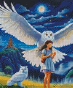 Lady With Owl Diamond Painting